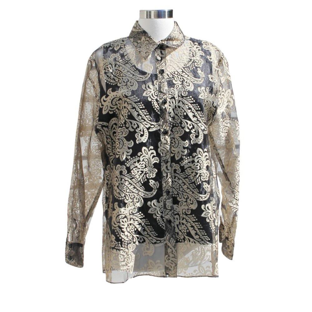 New York City Design Co Women's Blouse Edwardian Whimsigoth Paisley Size L